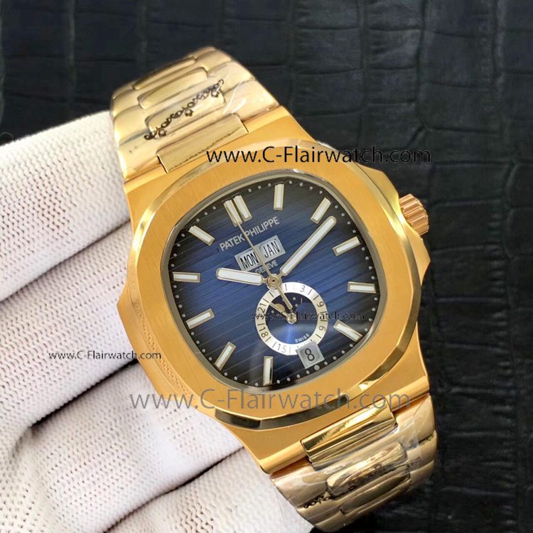 Copy Patek Philippe Nautilus Annual Calendar All Gold Watch 40mm